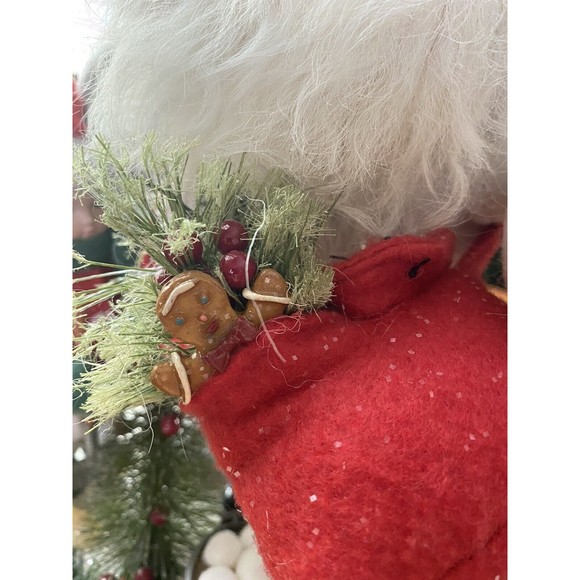 Vintage 14”Stuffed Felt standing Santa & boy 8"snow bottle brush tree snowballs - Picture 9 of 12